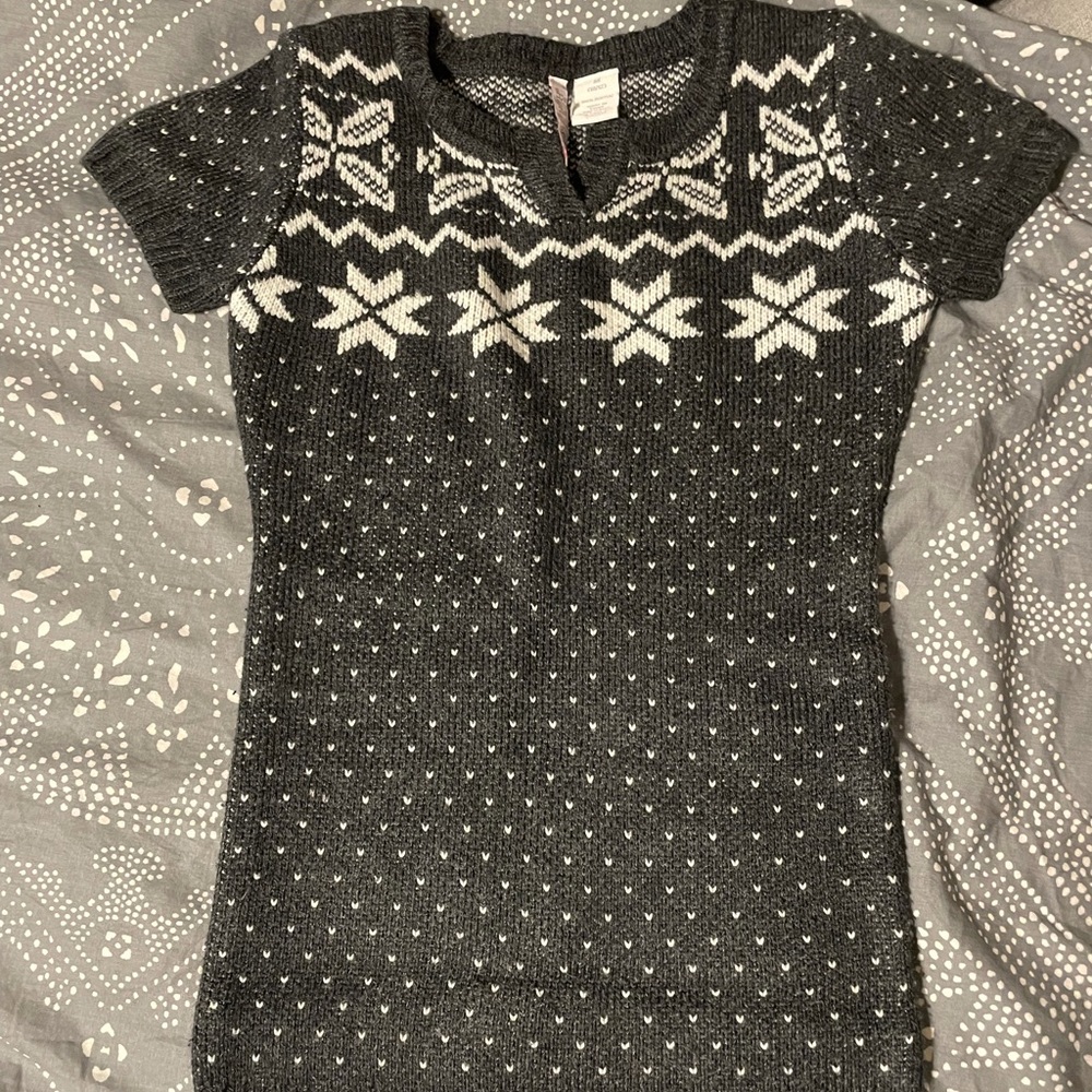 Youth Girls Sweater Tunic Winter Gray & White